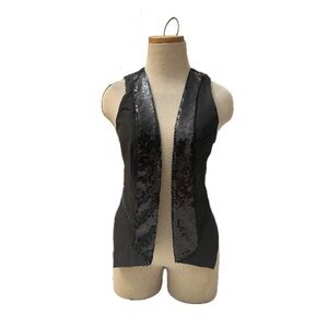 CR Signature Black Sequin Trim Sleeveless Vest